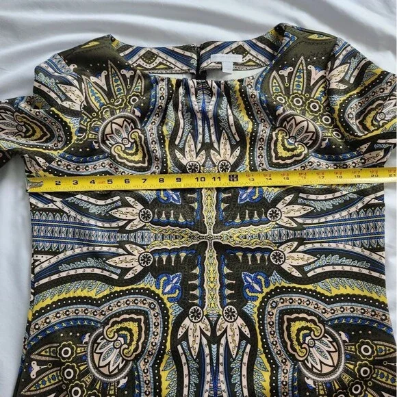 Retro Belle Sleeve Dress NY & Company Size XL Stretch Green Gogo Costume Hippy - Picture 7 of 14